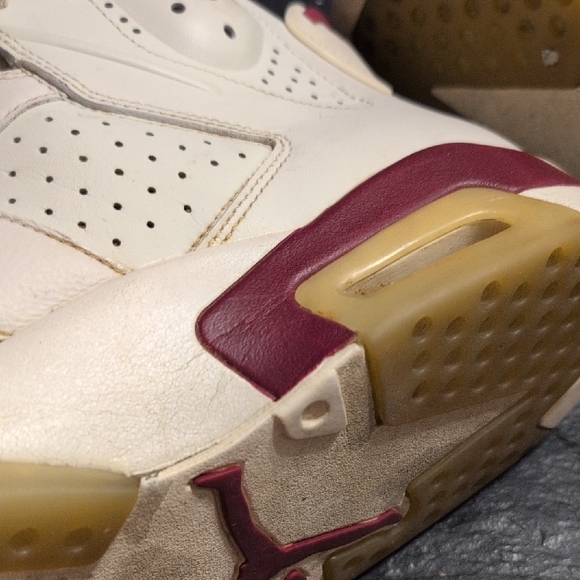 Jordan Kids High-Top Sneakers - White and Burgundy - Picture 6 of 7